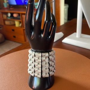 Melania silver 3” Wide Cuff Stretch Bracelet